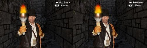 Indiana Jones evading a boulder